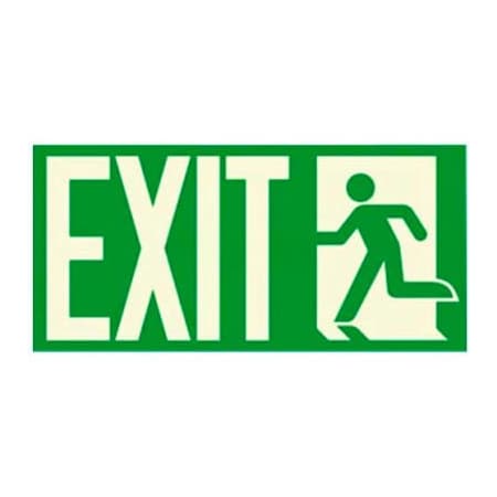 American Permalight Photoluminescent "Man To Left Exit" NYC-Mea-Listed Aluminum Sign 86-60547F